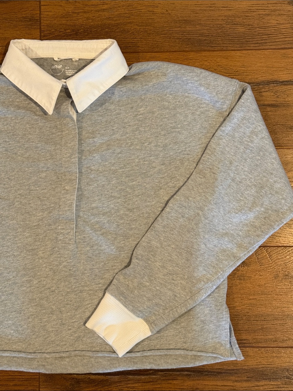 Aerie Heather Gray Polo-Style with White Collar